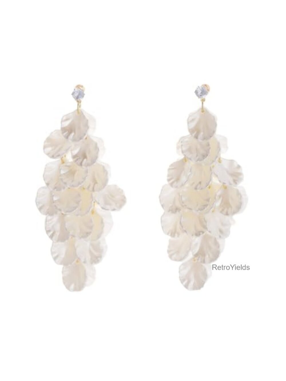 Faux Shell Petal Chandelier Earrings Long Floral Statement Jewelry for Women